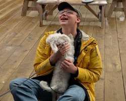 He is an animal lover and hugs them to show his feelings.